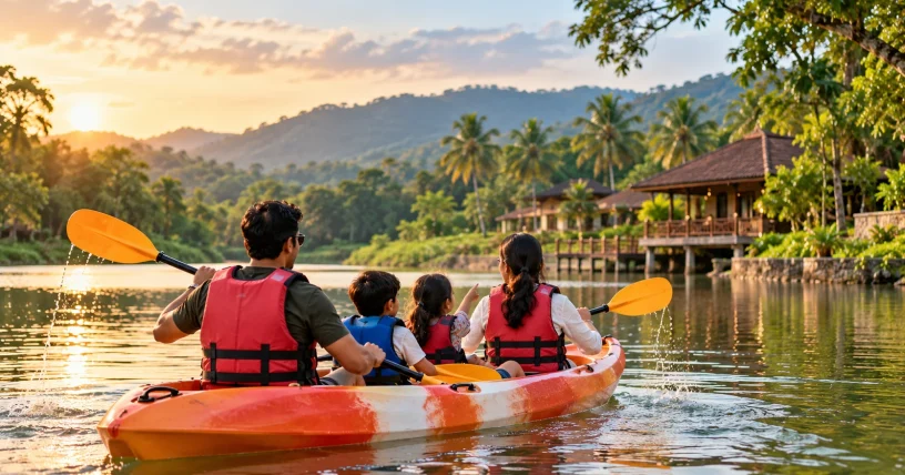 Family Kayaking at Golden Hour (1)